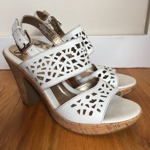 Söfft White Cork Heeled Sandals